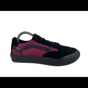 VANS Berle PRO Skate Shoes- Wafflecontrol Black Suede Red Canvas Logo